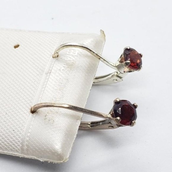 Silver Garnet Earrings - Picture 2 of 2